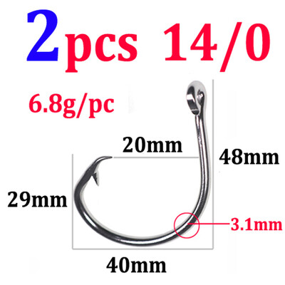 Elllv 10/0 - 18/0 Kružna udica od nehrđajućeg čelika za teške uvjete ribolova u slanoj vodi za ribolov morskog psa tune morskim brodom