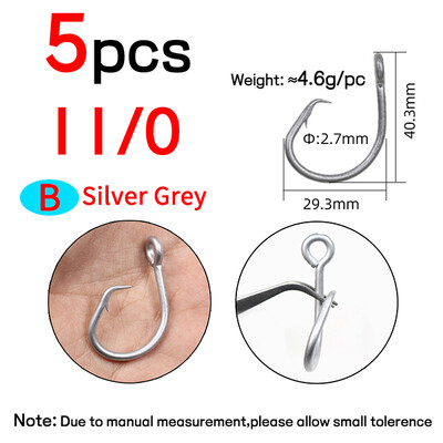 Elllv 10/0 - 18/0 Kružna udica od nehrđajućeg čelika za teške uvjete ribolova u slanoj vodi za ribolov morskog psa tune morskim brodom