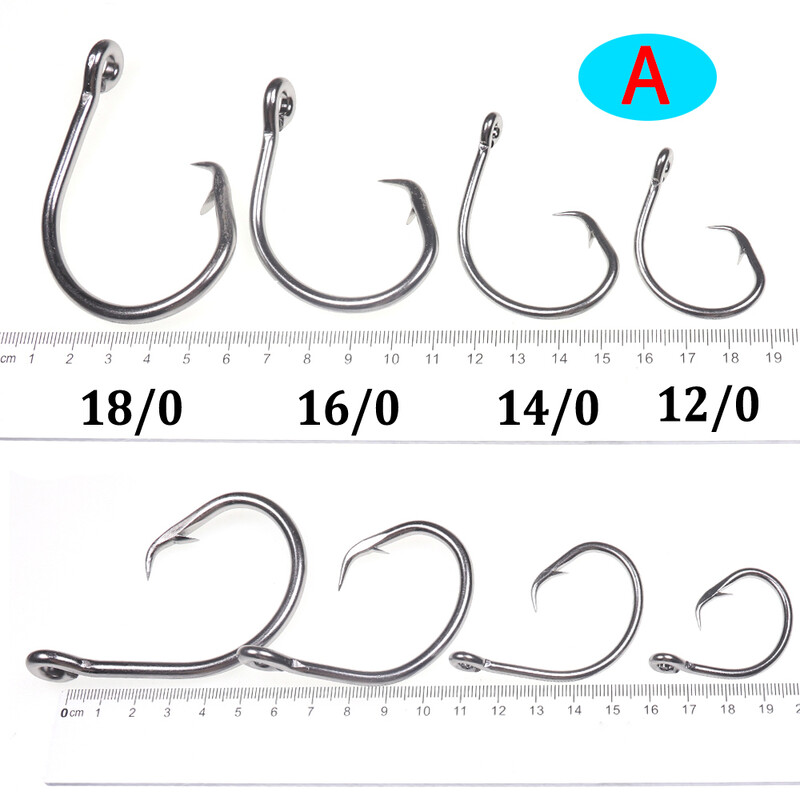 Elllv 10/0 - 18/0 Kružna udica od nehrđajućeg čelika za teške uvjete ribolova u slanoj vodi za ribolov morskog psa tune morskim brodom