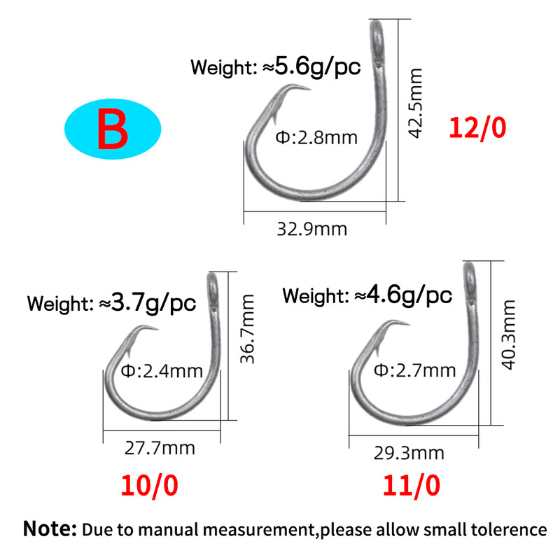 Elllv 10/0 - 18/0 Kružna udica od nehrđajućeg čelika za teške uvjete ribolova u slanoj vodi za ribolov morskog psa tune morskim brodom