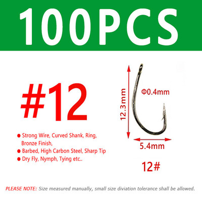 Bimoo Fly Fishing Dry Fly Fishing Udica Standard Wire Nymph Curved Hook Bronze Finish Small Fly Mamci Materijal za vezivanje 12 14 16 18 20