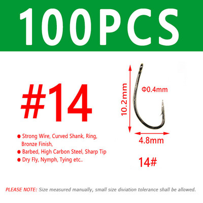 Bimoo Fly Fishing Dry Fly Fishing Udica Standard Wire Nymph Curved Hook Bronze Finish Small Fly Mamci Materijal za vezivanje 12 14 16 18 20