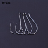 50 kom/lot Ribolovne udice Visokougljični premaz od nehrđajućeg čelika Bodljikave zaoštrene udice s kružnim okom za ribolov na moru i rijeci