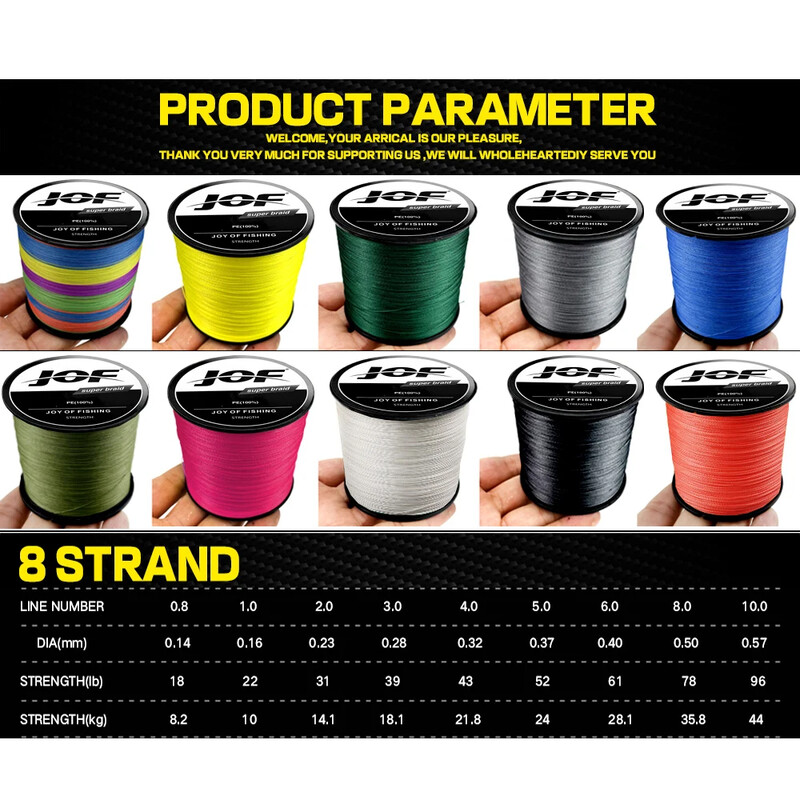 JOF X8 100-1000 metara japanski PE pleteni konac za pecanje Japan Multicolour Fishing Weave Extreme 18-78lb Super Strong