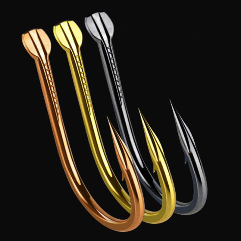 DYGYGYFZ 50 vnt/pak. Dvigubo lizdo Izu Fish Hook Black Gold Blood Plyšys su spygliuotu masiniu kabliu žvejybos įrankiu