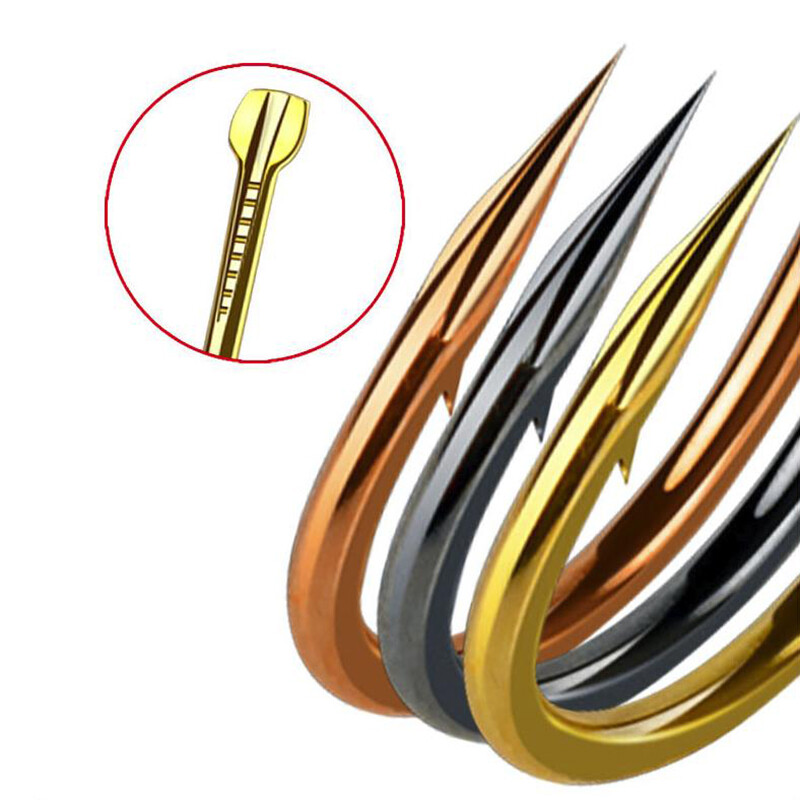 DYGYGYFZ 50 vnt/pak. Dvigubo lizdo Izu Fish Hook Black Gold Blood Plyšys su spygliuotu masiniu kabliu žvejybos įrankiu