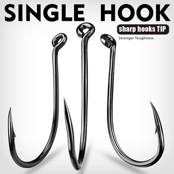 KATYUSHA 20PCS J Hooks 1/0-2/0-3/0-4/0-5/0# Γάντζος ψαρέματος με αγκαθωτό χταπόδι Αγκίστρια ψαρέματος υψηλής ανθρακούχου χάλυβα Offset Μαύρο χρώμα Pesca