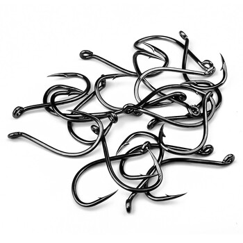 KATYUSHA 20PCS J Hooks 1/0-2/0-3/0-4/0-5/0# Γάντζος ψαρέματος με αγκαθωτό χταπόδι Αγκίστρια ψαρέματος υψηλής ανθρακούχου χάλυβα Offset Μαύρο χρώμα Pesca