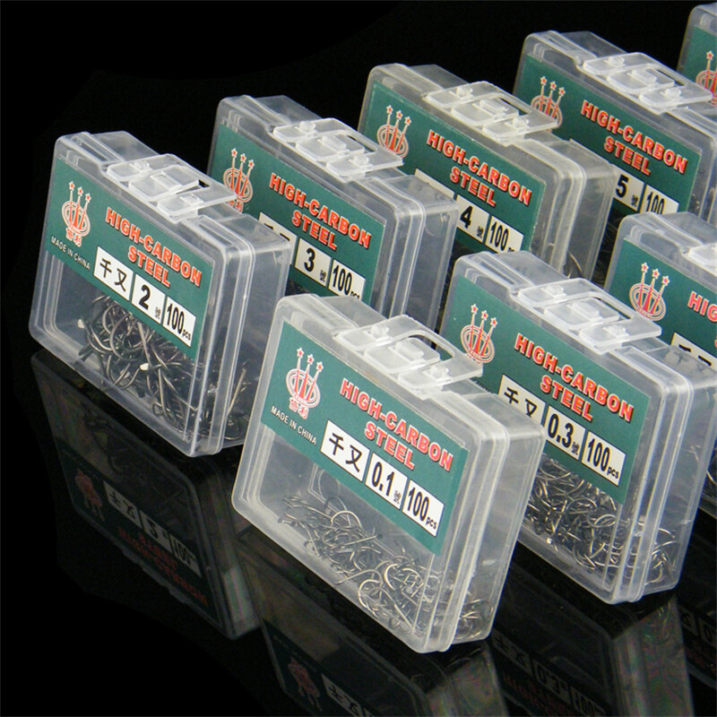 1 paket 0.1#-8# Chinu udice za pecanje Set od visokougljičnog čelika Udice za mušicu Jig bodljikava udica s kutijom Pesca mamac za pecanje