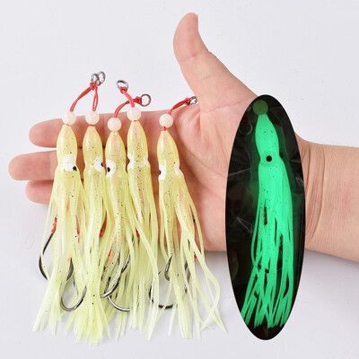 5 buc/pachet calamar moale 12 cm 5,5 g fustă cu gel siliconic tentacul 15 # cârlig dublu de asistență cârlig naluci instalație echipament de pescuit pescuit în apă sărată