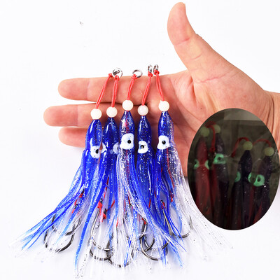 5 buc/pachet calamar moale 12 cm 5,5 g fustă cu gel siliconic tentacul 15 # cârlig dublu de asistență cârlig naluci instalație echipament de pescuit pescuit în apă sărată