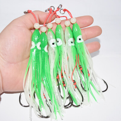 5 buc/pachet calamar moale 12 cm 5,5 g fustă cu gel siliconic tentacul 15 # cârlig dublu de asistență cârlig naluci instalație echipament de pescuit pescuit în apă sărată