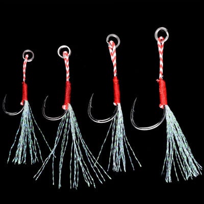 20db/tétel Horgászcsali Lassú Jigging Horgászat Öntött Jigs Segéd horog Szögesszögű Single Jig Hooks Menet Toll Pesca High Carbon Steel