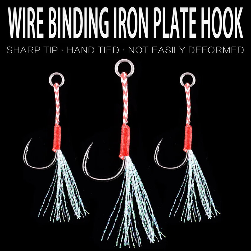 20 kom/lot Mamac za pecanje Slow Jigging Fishing Cast Jigs Pomoćna udica Bodljikava jednostruka Jig udica Navojno pero Pesca visokougljični čelik