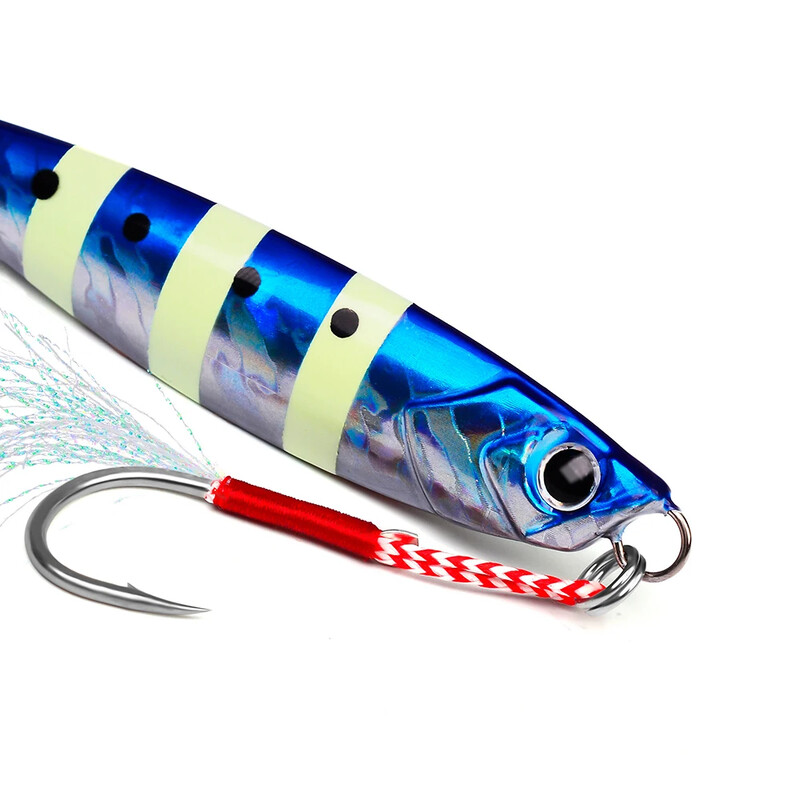 20 kom/lot Mamac za pecanje Slow Jigging Fishing Cast Jigs Pomoćna udica Bodljikava jednostruka Jig udica Navojno pero Pesca visokougljični čelik