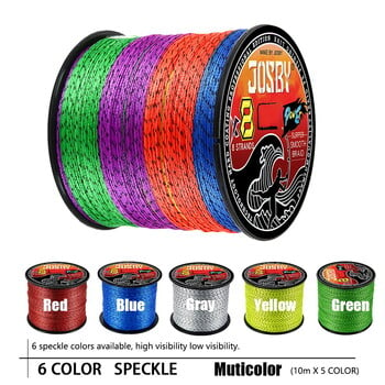 JOSBY 100M 300M 500M 8 Strands Speckled PE Braided Fishing Wire Multifilament Super Strong Line για κυπρίνους γλυκού νερού