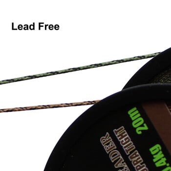 20m Carp Fishing Line Braided NON Lead Core Carp Leader Line Camo Green Mainline Leadcore for Carp Rig Chod Helicopter Rig