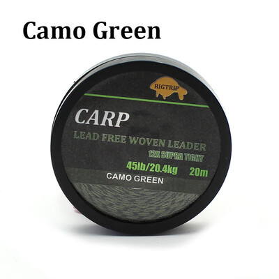 20m Šaranski konac Upleteni bez olovne jezgre Carp Leader Line Camo Green Mainline Leadcore za Carp Rig Chod Helicopter Rig