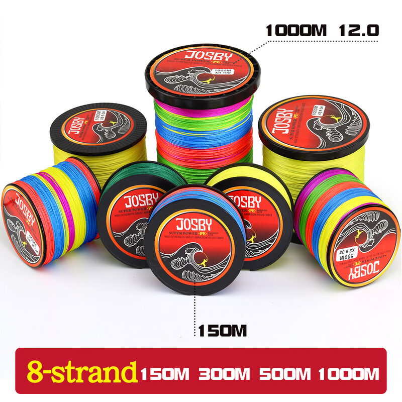 JOSBY Pesca Fly Fishing Line 8 Strand PE Carp Pletena Žica Peche Sea Spinning Multifilamento Cord 12~120LB 1000M 500M 300M 150M