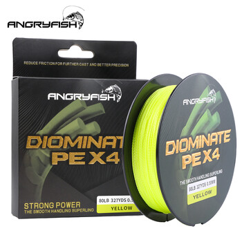 Angryfish 4 Strands Multifilament Fishing Line 327Yds/300MB Braided Fishing Line PE Saltwater/Freshwater 15 20 25 30 40 50 60 80LB