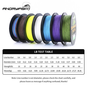 Angryfish 4 Strands Multifilament Fishing Line 327Yds/300MB Braided Fishing Line PE Saltwater/Freshwater 15 20 25 30 40 50 60 80LB