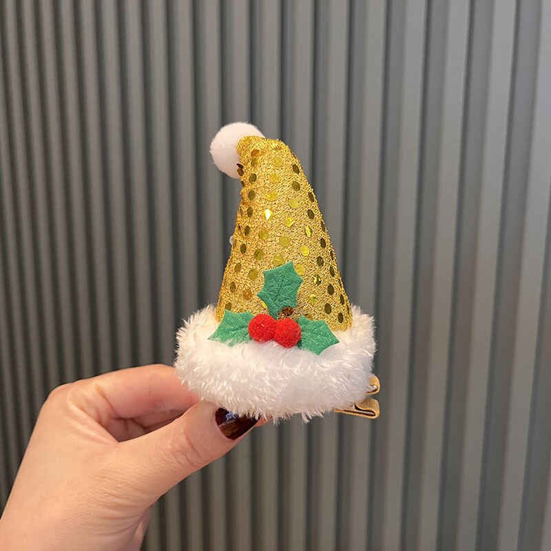 Slatka božićna traka za šešir, svečana crvena ukosnica, ženska kopča s pačjim kljunom preko granice 