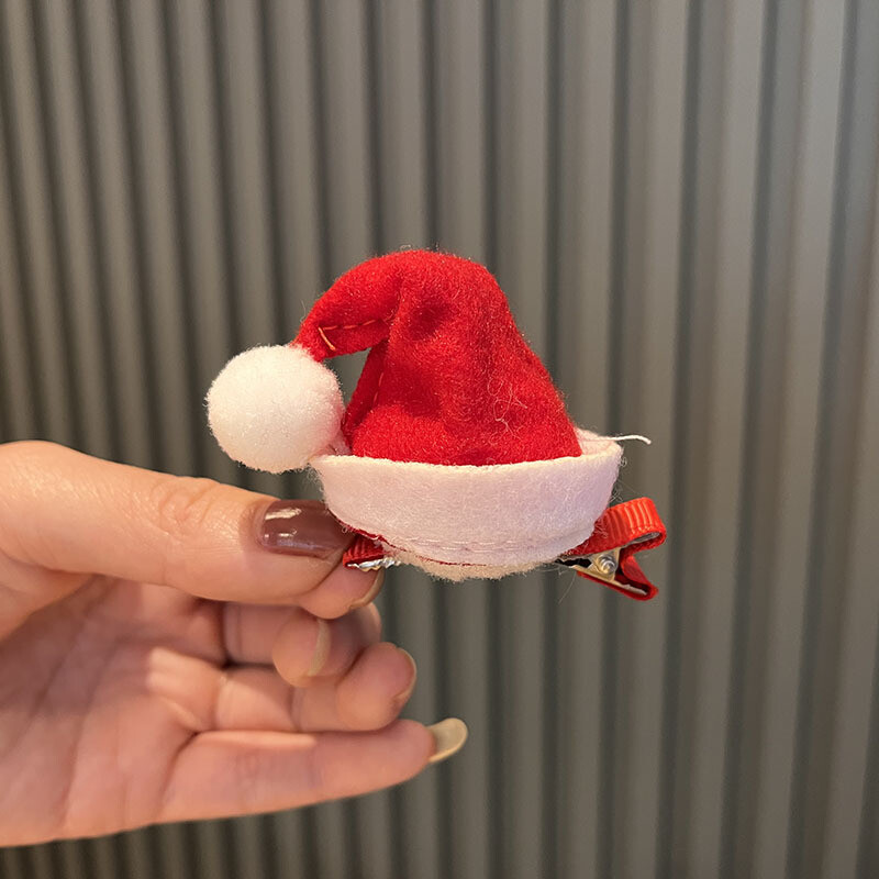 Slatka božićna traka za šešir, svečana crvena ukosnica, ženska kopča s pačjim kljunom preko granice 