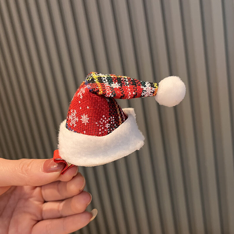 Slatka božićna traka za šešir, svečana crvena ukosnica, ženska kopča s pačjim kljunom preko granice 