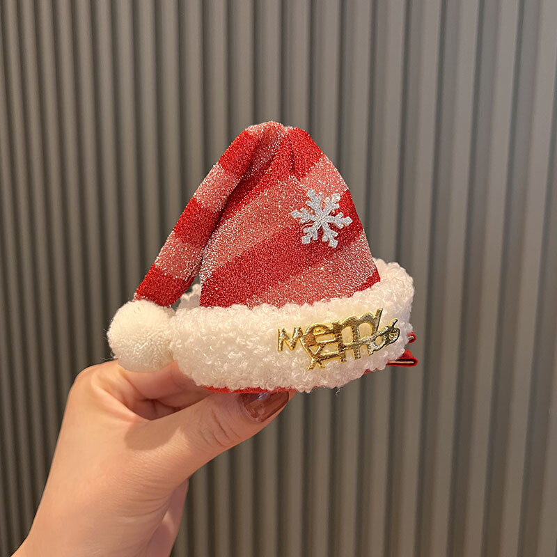 Slatka božićna traka za šešir, svečana crvena ukosnica, ženska kopča s pačjim kljunom preko granice 