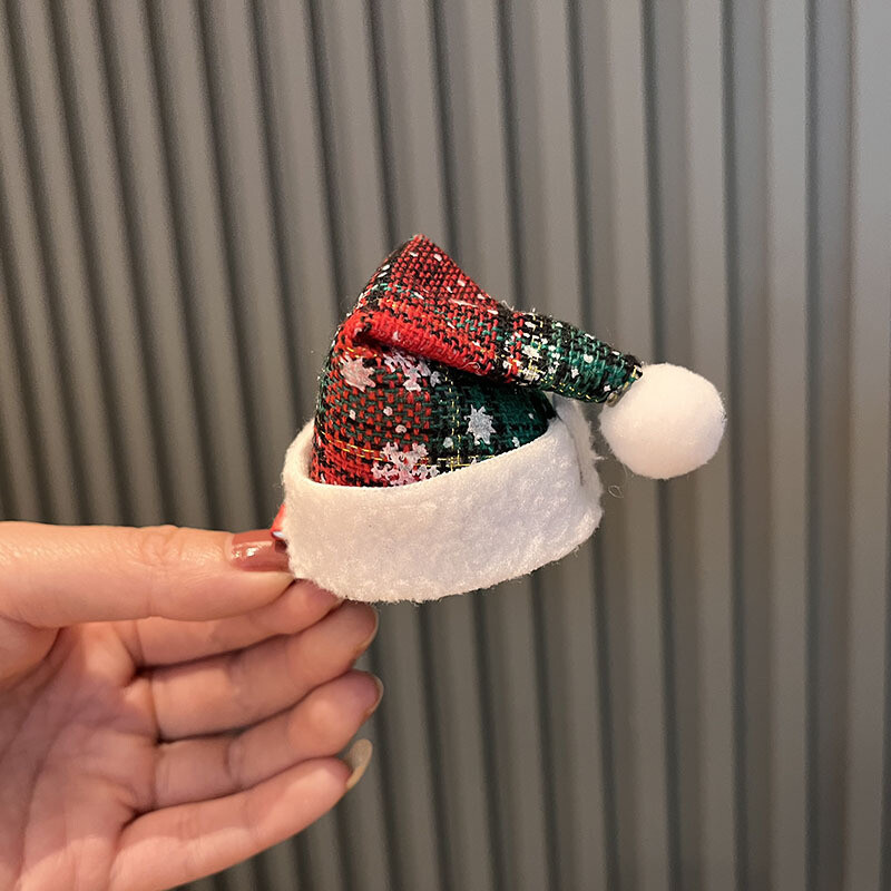 Slatka božićna traka za šešir, svečana crvena ukosnica, ženska kopča s pačjim kljunom preko granice 