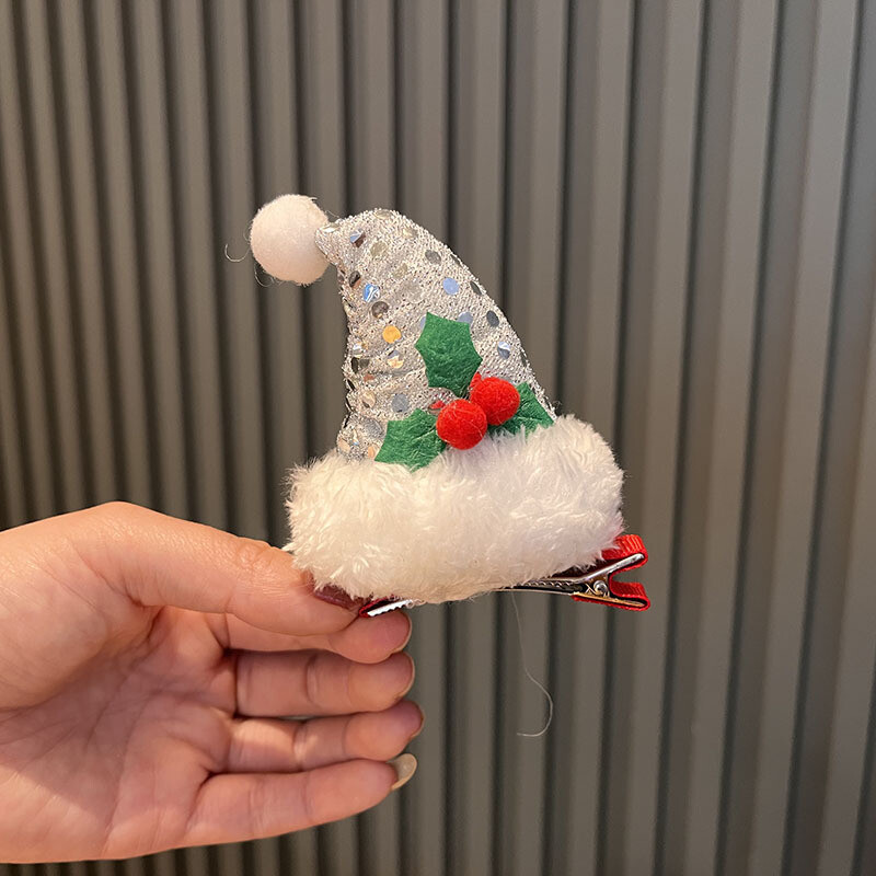 Slatka božićna traka za šešir, svečana crvena ukosnica, ženska kopča s pačjim kljunom preko granice 