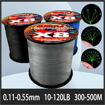 X12 X8 X4 Wires 300M - 500M Braided Fishing Lines 4/8/12 Strands Multifilament Saltwater PE Line 10 20 30 40 50 60 80 120LB