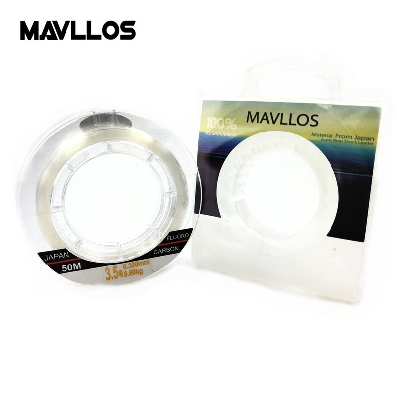 Mavllos Full Sink Fluorocarbon Ribolov Struna 50m 100m 100% Monofilament Carp Ribolov Struna Leader Japanska Karbonska Struna