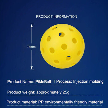 6 бр. Pickleball 40 дупки 74 mm Цветни Pickleballs на открито Издръжлива тренировъчна и развлекателна топка с гребло за тренировъчни спортове