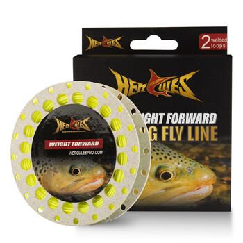 HERCULES Fly Fishing Line Floating Weight Forward Fly Line με διπλό συγκολλημένο βρόχο, φθορίζον κίτρινο WF5F WF6F WF7F WF8F 100FT