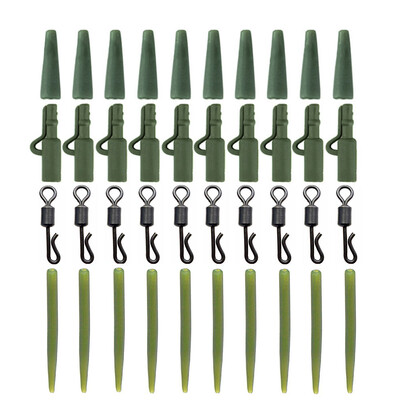 10 kompleta pribora za pecanje šarana Stezaljka za olovu Brza izmjena Okretni rep Gumeni rukavi protiv zapetljanja Oprema za šarana Grubi pribor za pecanje