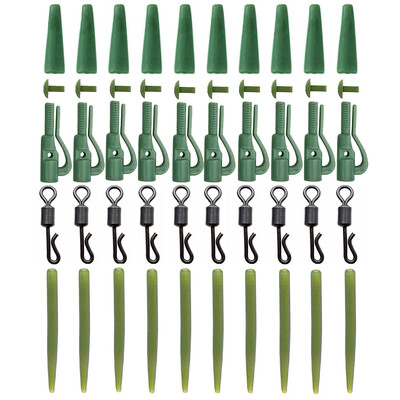 10 kompleta pribora za pecanje šarana Stezaljka za olovu Brza izmjena Okretni rep Gumeni rukavi protiv zapetljanja Oprema za šarana Grubi pribor za pecanje