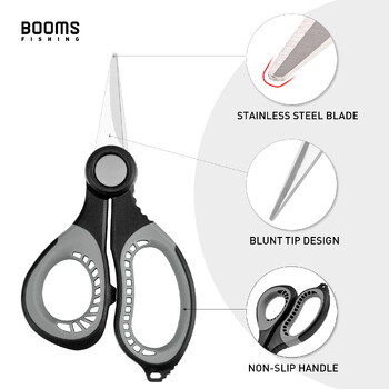 Booms Fishing S06 Braid Line Scissors Αντιολισθητική λαβή από ανοξείδωτο χάλυβα με θήκη Αιχμηρό σύρμα κόφτης θαλάσσης πένσα ψαρέματος