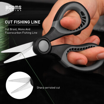 Booms Fishing S06 Braid Line Scissors Αντιολισθητική λαβή από ανοξείδωτο χάλυβα με θήκη Αιχμηρό σύρμα κόφτης θαλάσσης πένσα ψαρέματος