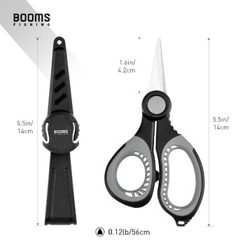 Booms Fishing S06 Braid Line Scissors Αντιολισθητική λαβή από ανοξείδωτο χάλυβα με θήκη Αιχμηρό σύρμα κόφτης θαλάσσης πένσα ψαρέματος