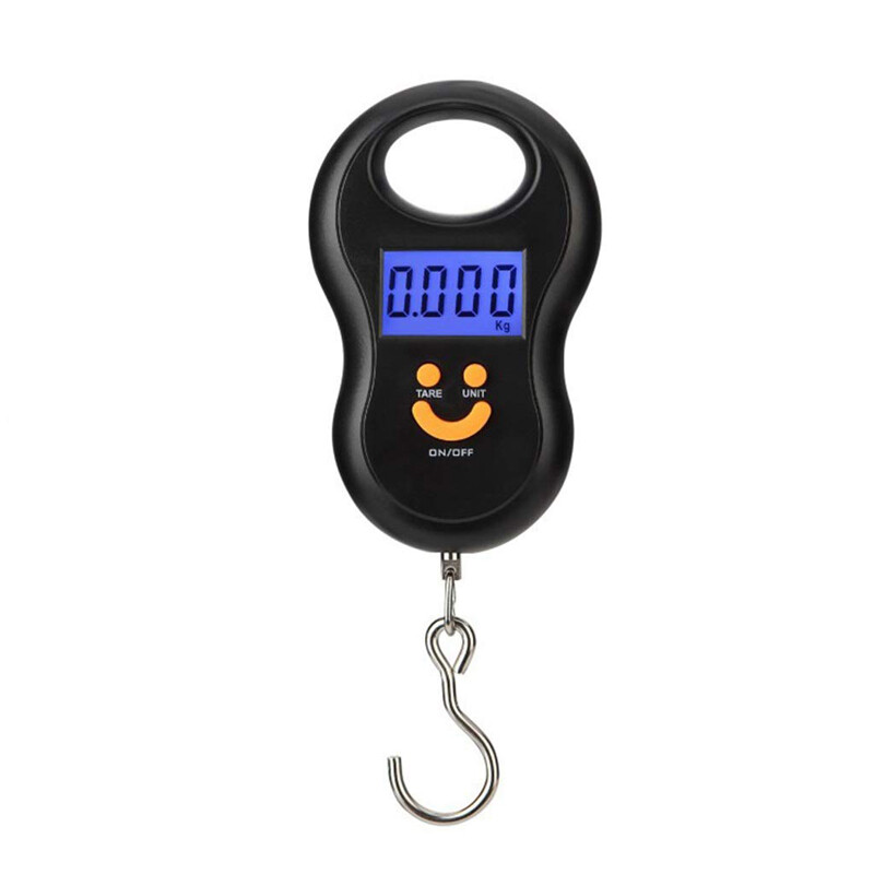 Cantar electronic negru 50Kg 10g Cantar digital LCD Cantar de pescuit cu iluminare din spate Cantar de buzunar Cantar de bagaje
