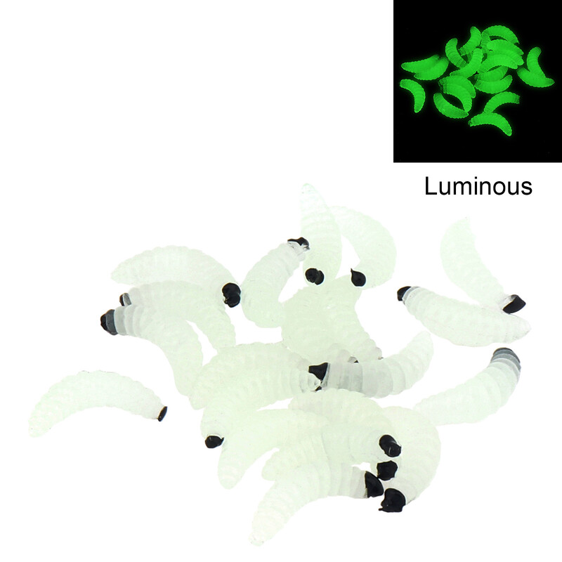 100 ks/krabica silikónové mäkké rybárske návnady Maggot 5 farieb zmiešané rybárske návnady na ostrieže chlieb červy rybárske návnady krabička