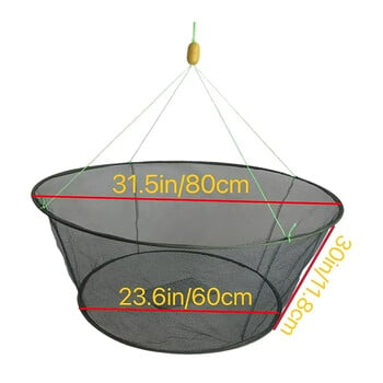 80CM свободна уста Сгъваема капка риболовна мрежа Shrimp Catcher Tank Casting Network Fish Eels Trap Cage Стръв за скариди Мрежа за раци