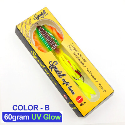 1PCS 60G Джиги с глава на октопод 15 см за риболов с лодка Дълбоководен риболов Джиги за калмари Биомиметични меки примамки Риболовни аксесоари Оборудване