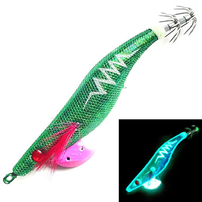 Glow Wood Shrimp Svjetleći mamac Squid Jigs s Hobotnica Squid Jig Kukama Sipa Noctilucent Light Mamac za ribolov Veličina 3,5#/21g