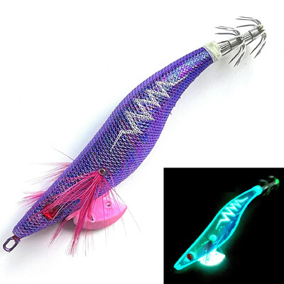 Glow Wood Shrimp Svjetleći mamac Squid Jigs s Hobotnica Squid Jig Kukama Sipa Noctilucent Light Mamac za ribolov Veličina 3,5#/21g