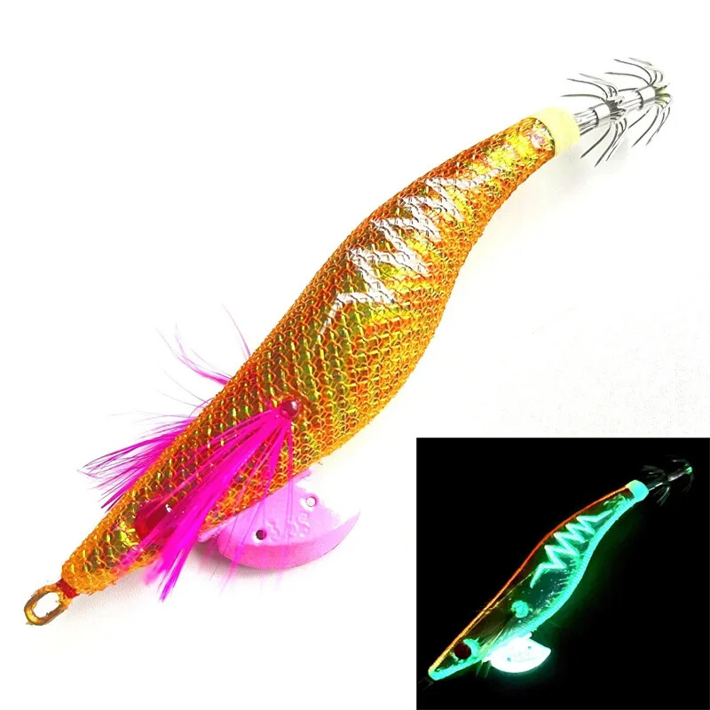 Glow Wood Shrimp Svjetleći mamac Squid Jigs s Hobotnica Squid Jig Kukama Sipa Noctilucent Light Mamac za ribolov Veličina 3,5#/21g