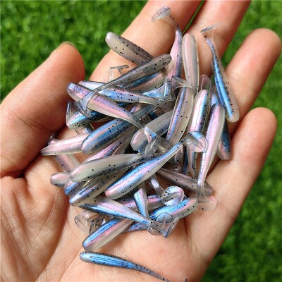 MUKUN 10PCS Micro Soft Fishing Lures 3,5cm 4cm 5cm T-tail Worm Lure Small Artificial Bait Jig Wobblers Bass Pike Fishing Tackle