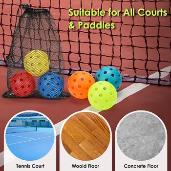 4PCS 40 дупки Pickleballs Balls Висока еластичност и издръжливи Pickleballs за спортна игра на открито за всички стилове Pickleball Paddles