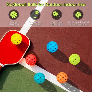 4PCS 40 дупки Pickleballs Balls Висока еластичност и издръжливи Pickleballs за спортна игра на открито за всички стилове Pickleball Paddles